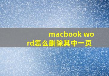 macbook word怎么删除其中一页